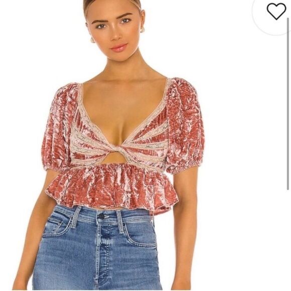Free People Yours Truly Velvet Top || SZ M || Mauve - Picture 4 of 15